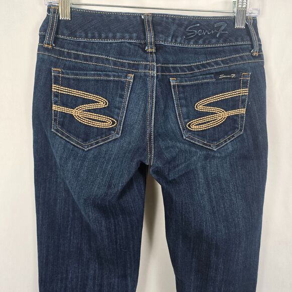 Seven7 Jeans Women's 25 Blue Dark Wash Skinny Embordered S Back Pocket - Picture 6 of 16